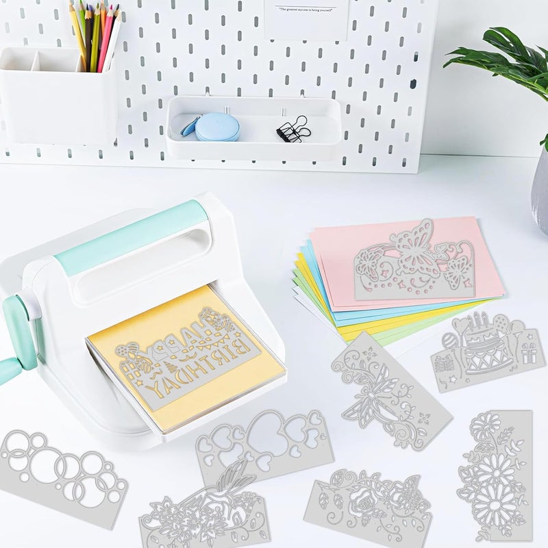twinklemon 9PCS Die Cuts for Card Making Metal Cutting Dies Flower Butterfly Dragonfly Bird Bubbles Love Heart Happy Birthday Cake Cutting Embossing Stencil Template DIY Paper Cards Album Decoration - Image 3